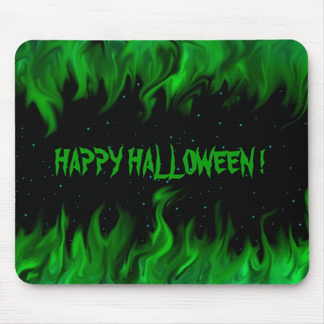 Green Flames in the Starlight Sky Mouse Pad (Front)