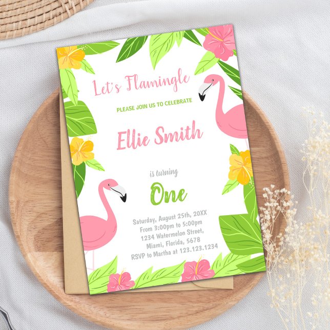 Green Flamingo Birthday Invitations (Green Flamingo Birthday Invitations)