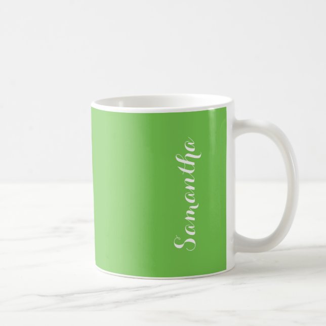 Green Flash Bright Vivid Solid Colour Personalised Coffee Mug (Right)