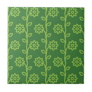Green Flat Flower Garden Pattern Ceramic Tile