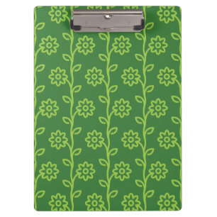 Green Flat Flower Garden Pattern Clipboard