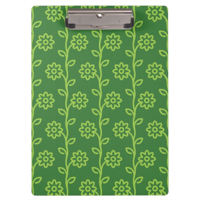 Green Flat Flower Garden Pattern Clipboard (Front)