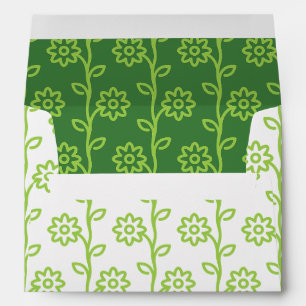 Green Flat Flower Garden Pattern Envelope