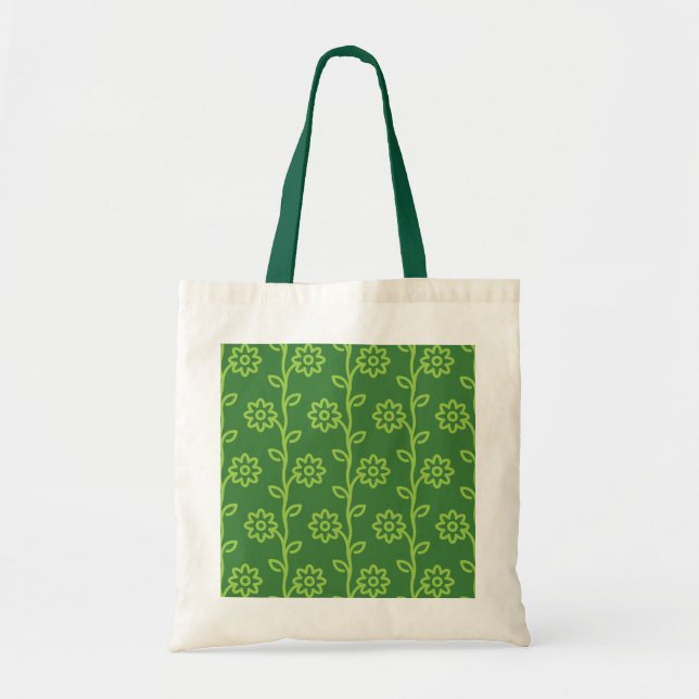 Green Flat Flower Garden Pattern Tote Bag (Front)