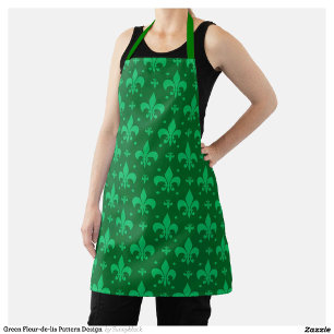 Green Fleur-de-lis Pattern Design Apron