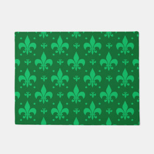Green Fleur-de-lis Pattern Design Doormat