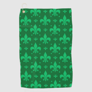 Green Fleur-de-lis Pattern Design Golf Towel