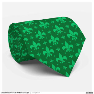 Green Fleur-de-lis Pattern Design Tie