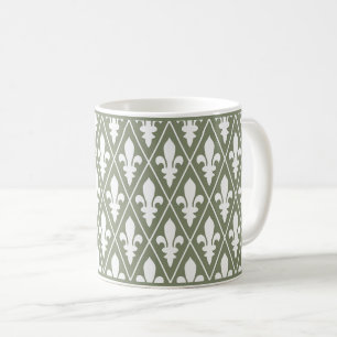 Green Fleur-de-Lys Lattice Coffee Mug