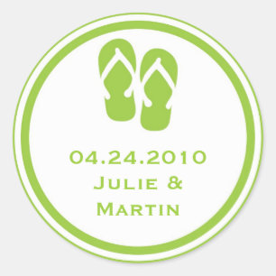 Green flip flop thong wedding favour tag seal labe