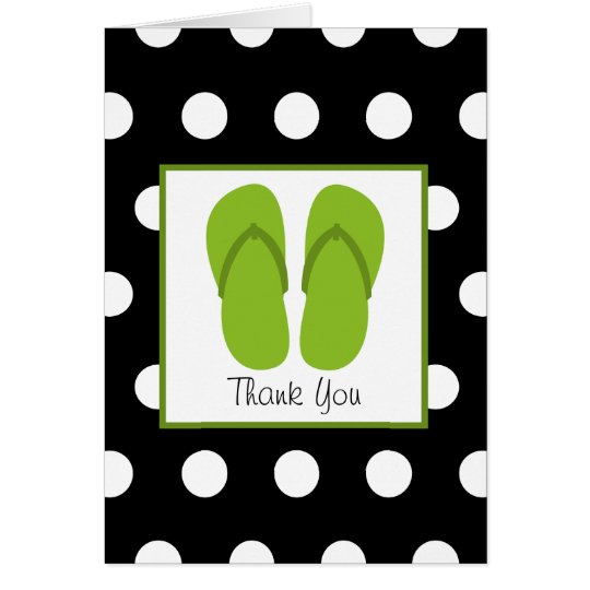Green Flip Flops / Black With White Polka Dots Card