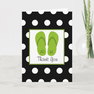 Green Flip Flops / Polka Dots Graduation Thank You Card