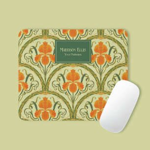 Green Floral Art Nouveau Feminine Business Mouse Pad