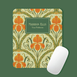 Green Floral Art Nouveau Feminine Business Mouse Pad