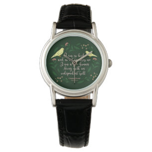 Green Floral Bird Charlotte Bronte Jane Eyre Quote Watch