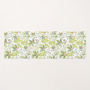 Green Floral bird garden yoga mat