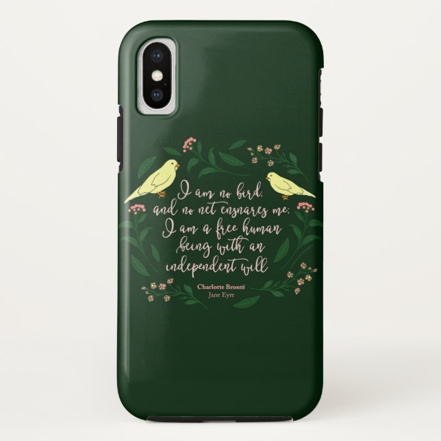 Green Floral Bird Jane Eyre Charlotte Bronte Case-Mate iPhone Case (Back)