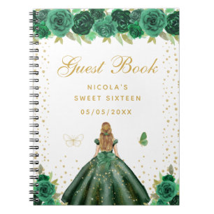Green Floral Blonde Hair Princess Sweet Sixteen Notebook