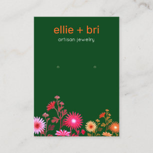 Green Floral Boho Earring Jewellery Display Business Card