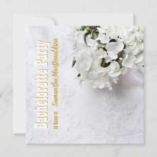 Green floral bouquet damask bachelorette party invitation
