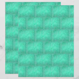 Green Floral Brick Pattern, Scrapbook Paper