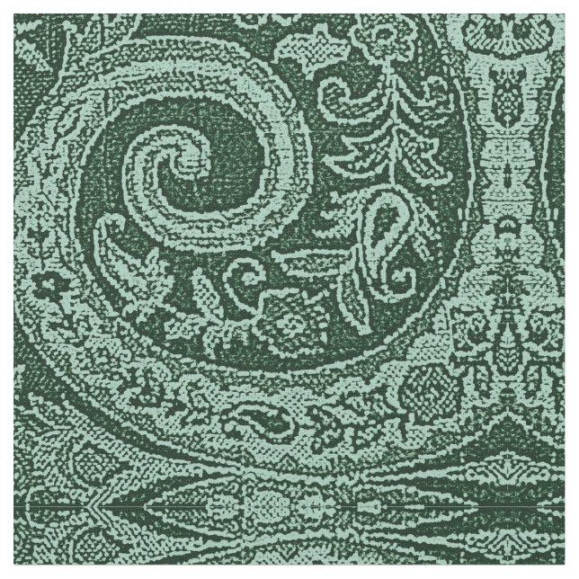 GREEN FLORAL BROCADE FABRIC (Close Up)