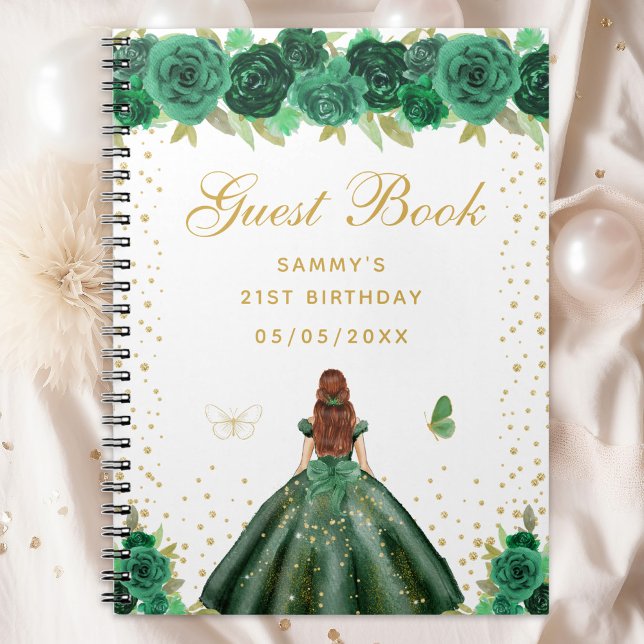 Green Floral Brown Hair Princess Guest Book (Creator Uploaded)