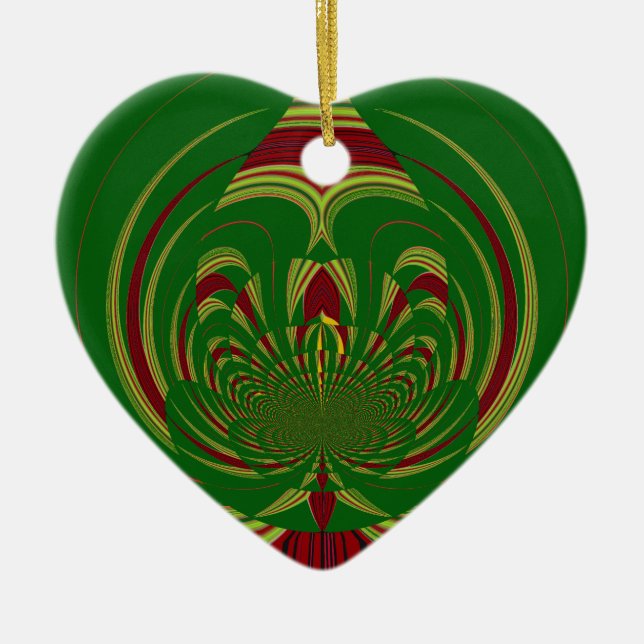 Green Floral Ceramic Tree Decoration (Front)
