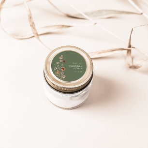 Green Floral Classic Round Sticker