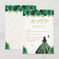 Green Floral Dark Skin Princess Sweet Sixteen