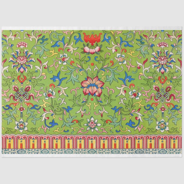 Green floral decoupage tissue paper (Front)