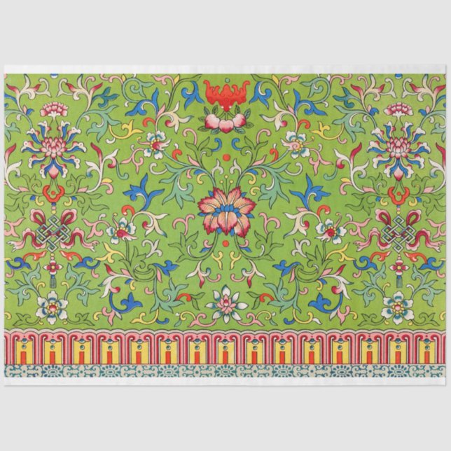 Green floral decoupage tissue tissue paper (Front)