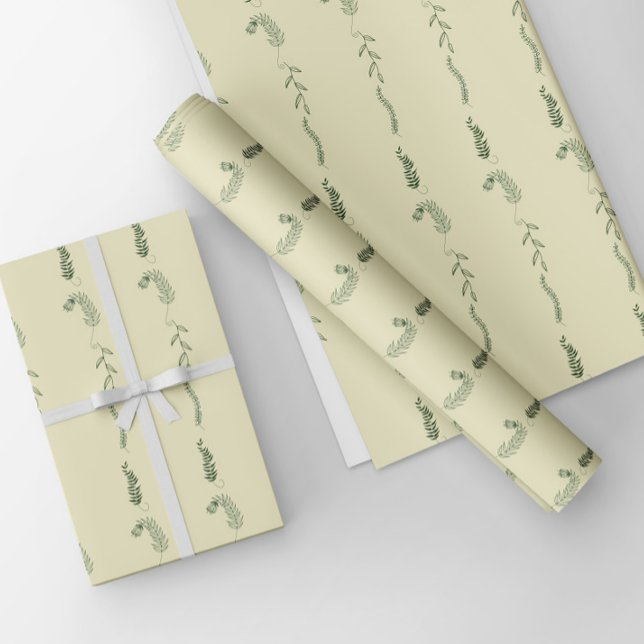 Green floral doodles  wrapping paper sheet (Creator Uploaded)