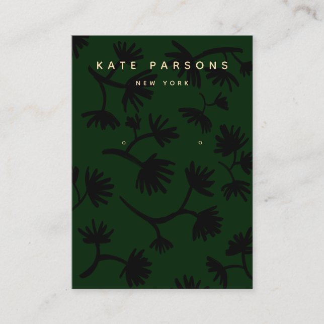 Green Floral Earring Jewellery Display Business Card (Front)