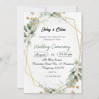 Green Floral Elegance Wedding Invitation