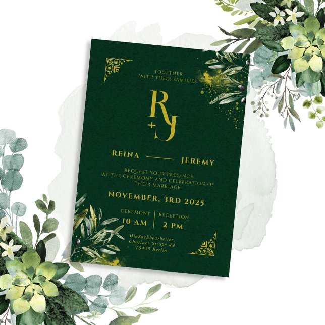 Green Floral Elegant Aesthetic Wedding Invitation (Creator Uploaded)