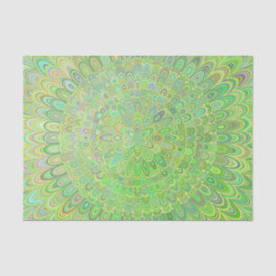 Green Floral Feather Mandala Tissue Paper