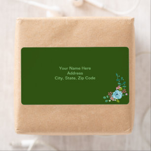 Green Floral Flowers  Labels