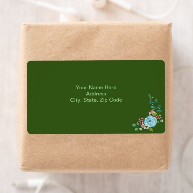 Green Floral Flowers  Labels (Insitu)
