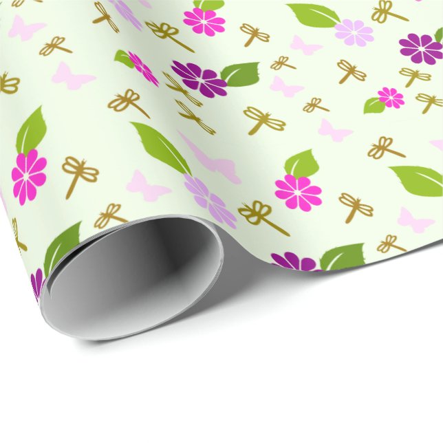 Green Floral Garden Birthday Wrapping Paper (Roll Corner)
