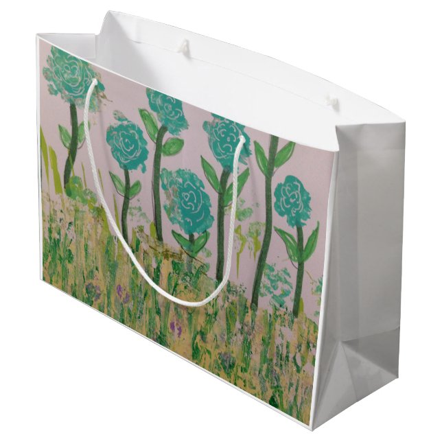 Green Floral Gift Bag (Back Angled)