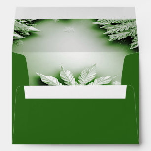 Green Floral Holiday Christmas Envelope