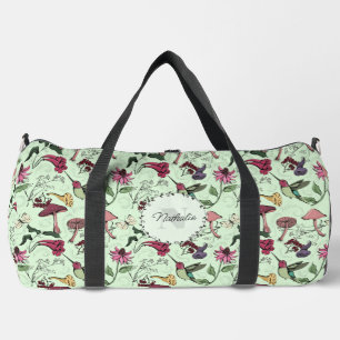 Green Floral Hummingbird Nature Sports Fitness Bag