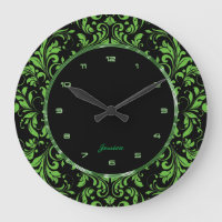 Green Floral Lace Over Black Background