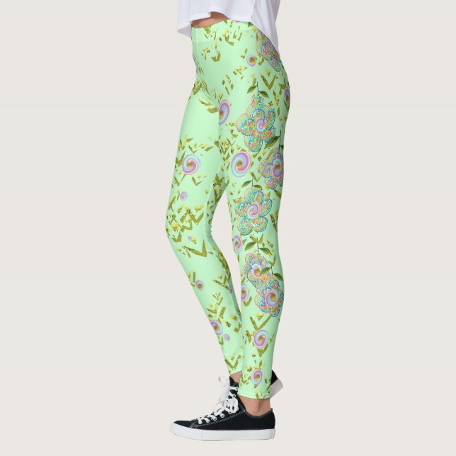 Green Floral Leggings (Left)