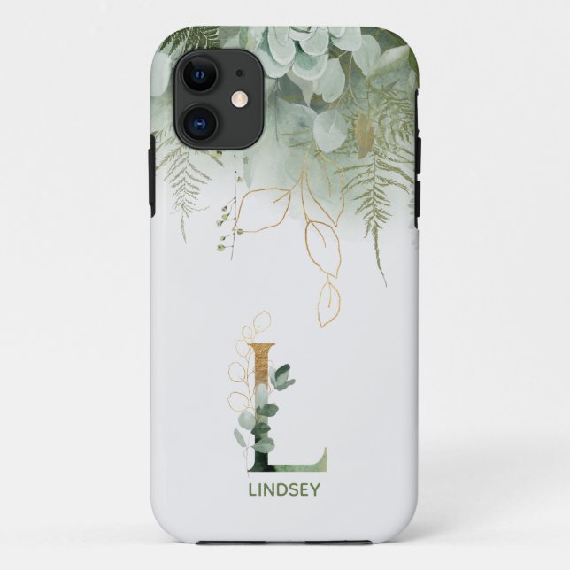 Green Floral Letter L Case-Mate iPhone Case (Back)