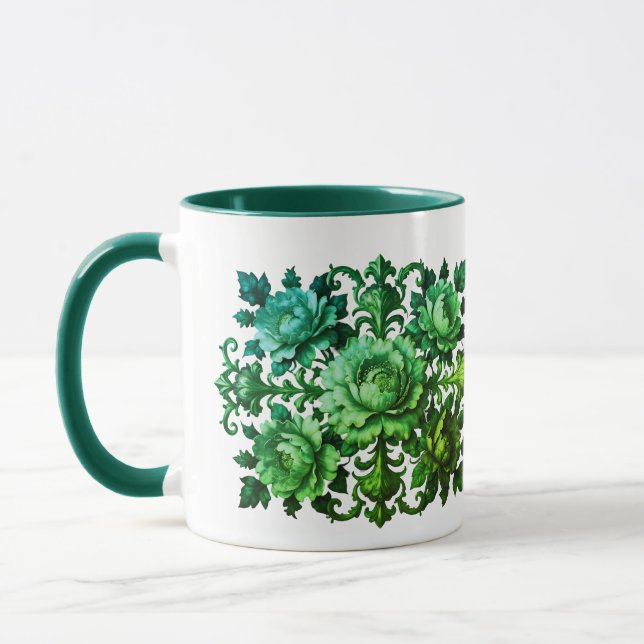 Green Floral Mug (Left)