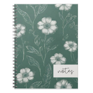 Green Floral Notebook