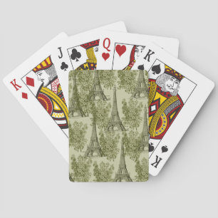 Green Floral Paris Eiffel Tower Playing Cards
