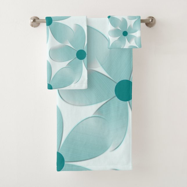 Green Floral Pattern. Bath Towel Set (Insitu)